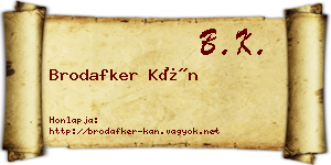Brodafker Kán névjegykártya
